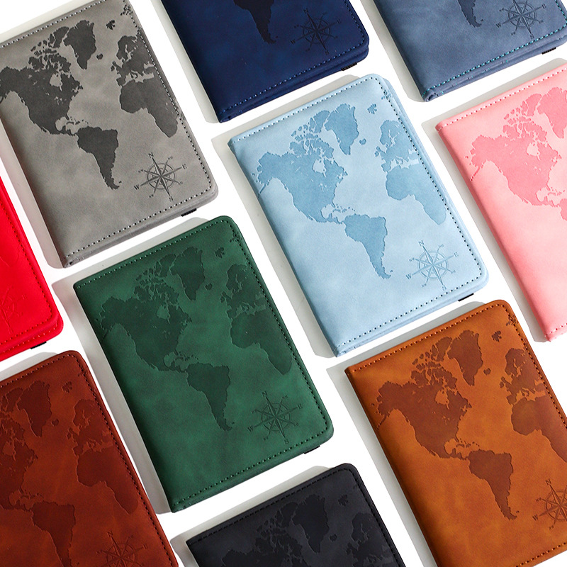Travel Accessories India - Nieuwe kaart bedrukte paspoorthouder lederen paspoorthoezen