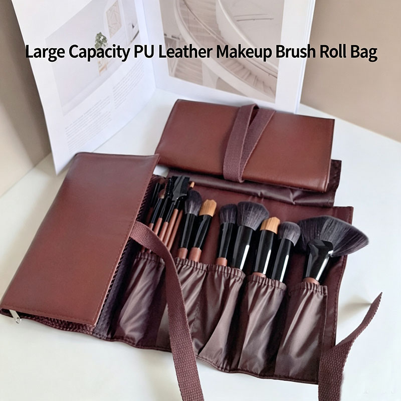 Travel Accessories Organizer Bag - Opvouwbare cosmetische borstelroltas van PU-leer, opberghoes
