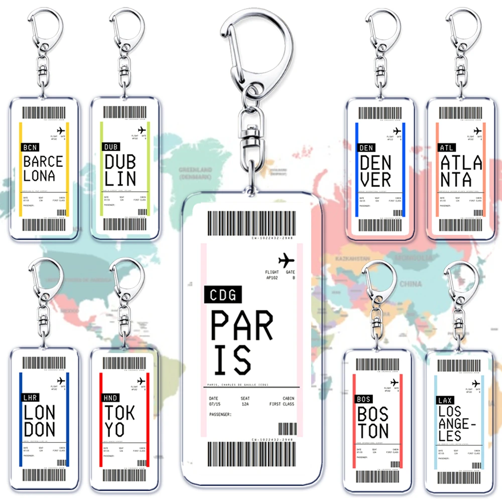 Travel Accessories India - Vliegtuig Ticket Instapkaart Sleutelhanger Boston Parijs