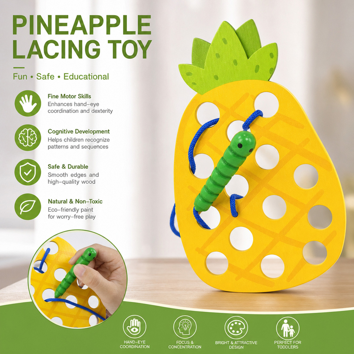 Houten veterspel met ananas, d - Travel Accessories Baby recensie en prijs