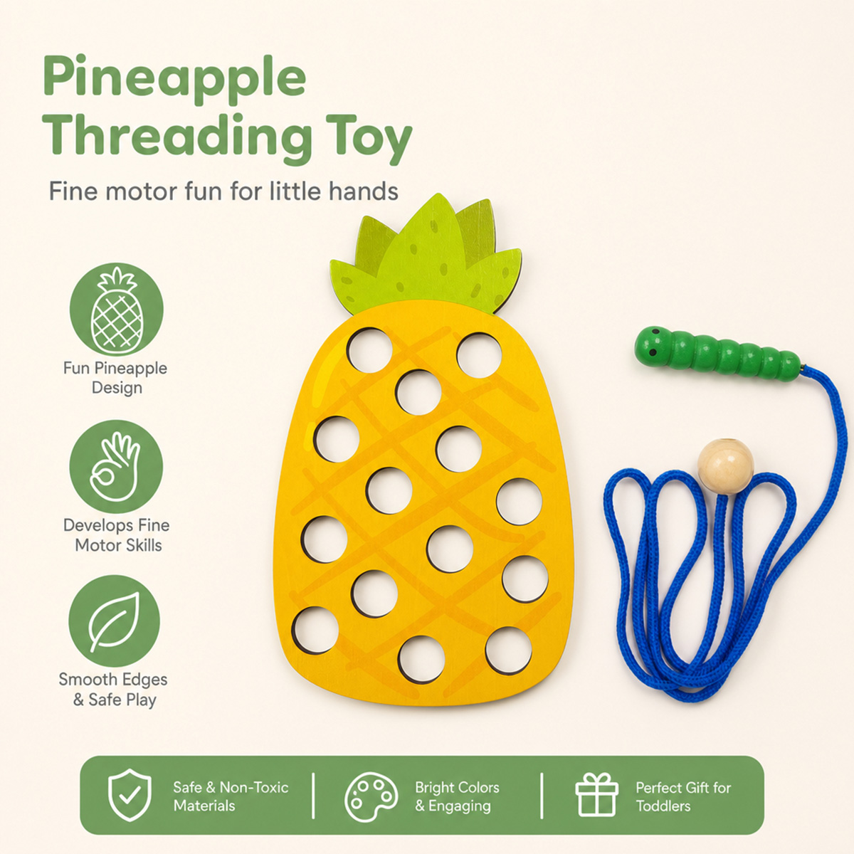 Houten veterspel met ananas, d - Travel Accessories Baby recensie en prijs